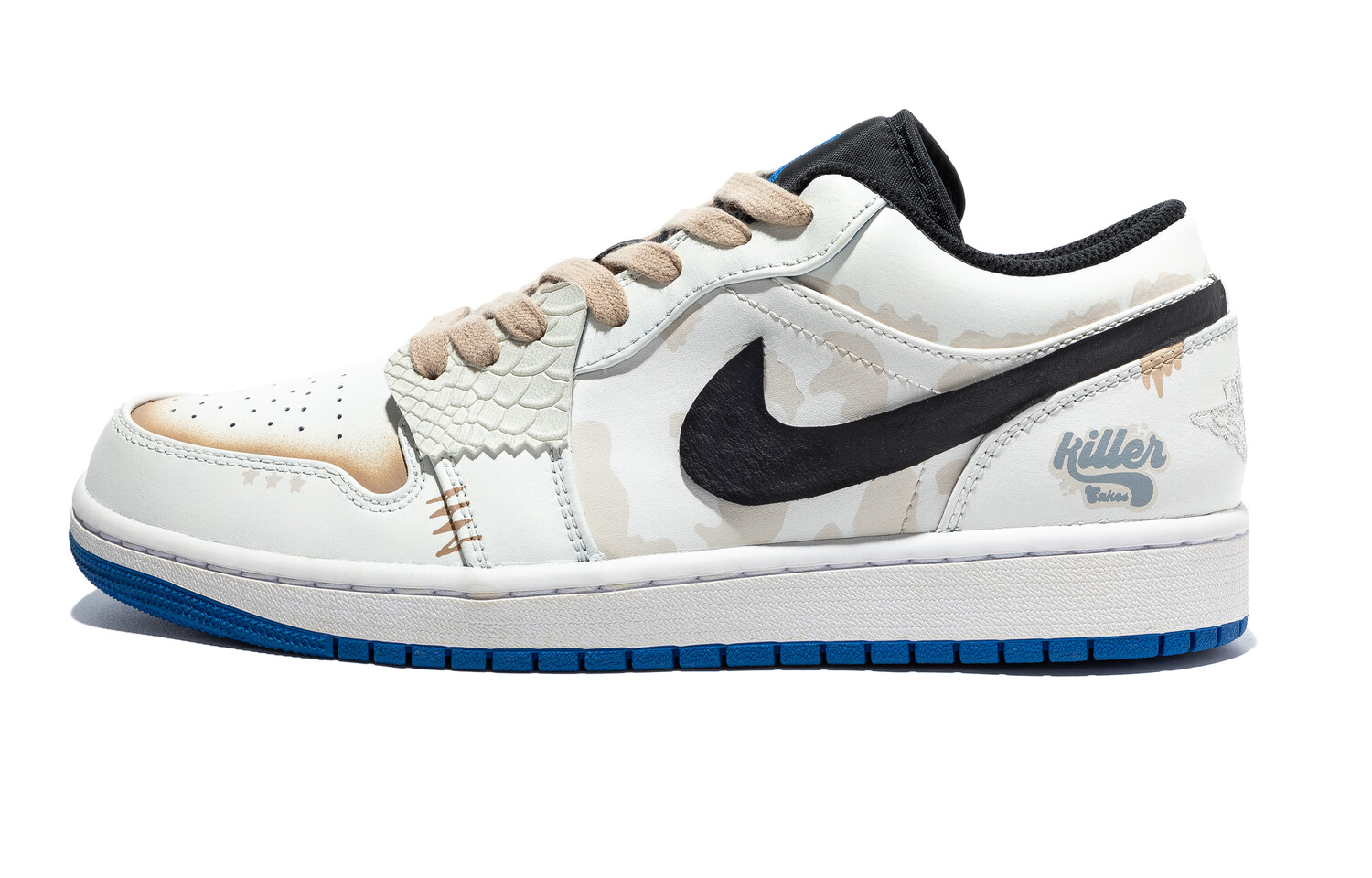 Кроссовки Air Jordan 1 Vintage Basketball Shoes Men Low-top White/brown/black, белый/коричневый/серый