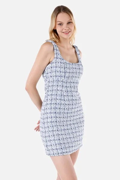 Короткое твидовое платье с квадратным вырезом Colin'S, лавандовый