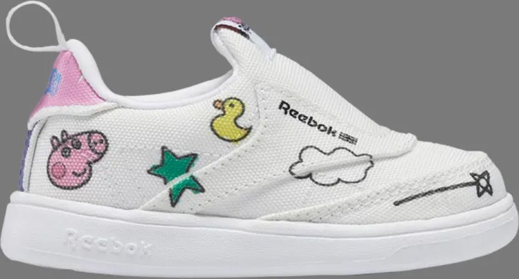 Кроссовки peppa pig x club c slip-on 4 toddler 'play dreamy' Reebok, белый