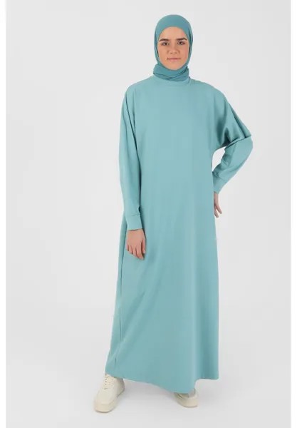 MODEST REFKA Crew Neck Modanisa, Длинное платье бирюзовый