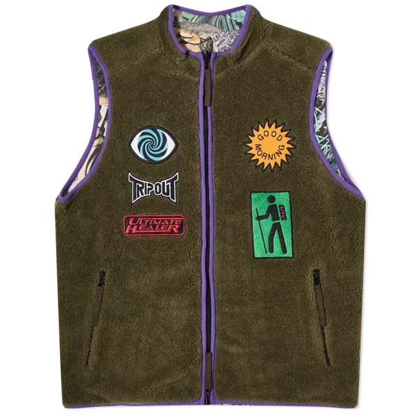 Жилет Good Morning Tapes Reversible Polar Fleece Vest, цвет Moss & Shrooms