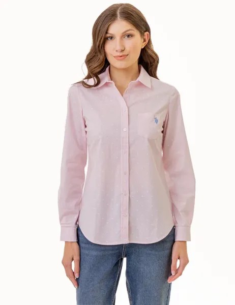 Рубашка из поплина U.S. Polo Assn. Dot Print Shirt, бежевый