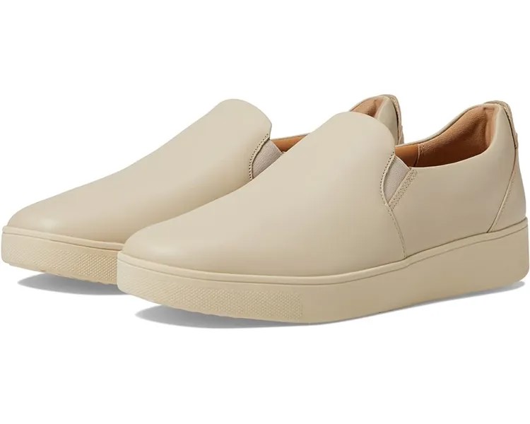 Кроссовки FitFlop Rally Leather Slip-On Skate Sneakers, цвет Stone Beige