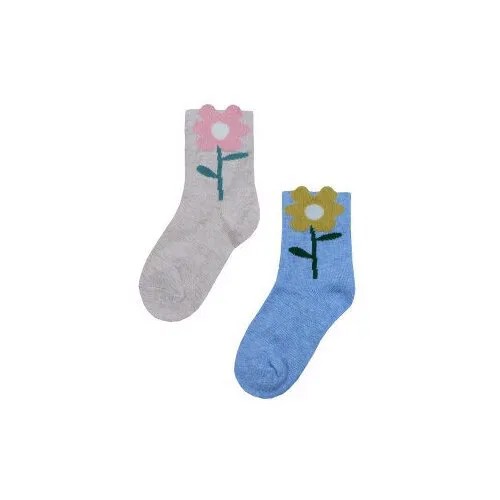Носки для девочки 2 пары / Комплект носков 2 пары / Носки для девочки хлопковые / Носки с рисунком в размере 22-26,24-28