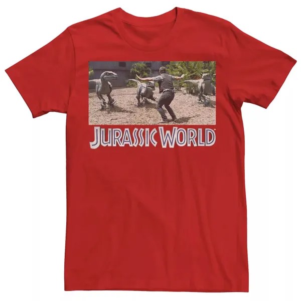 Мужская спортивная футболка с рисунком Jurassic World Owen Raptor Pack Licensed Character, красный