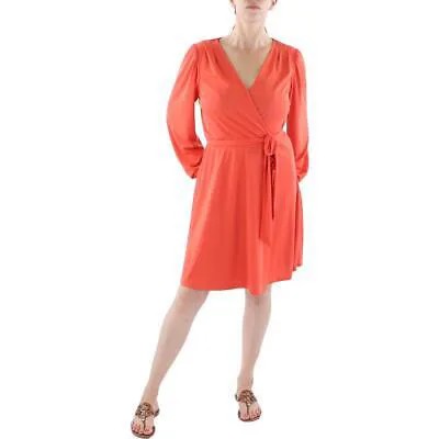 Женское оранжевое платье с запахом до колена Lauren Ralph Lauren 12 BHFO 1459