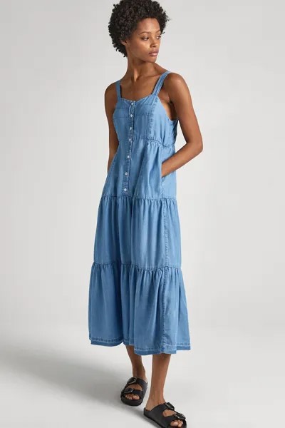 Вырезное платье с карманами Pepe Jeans London, синий