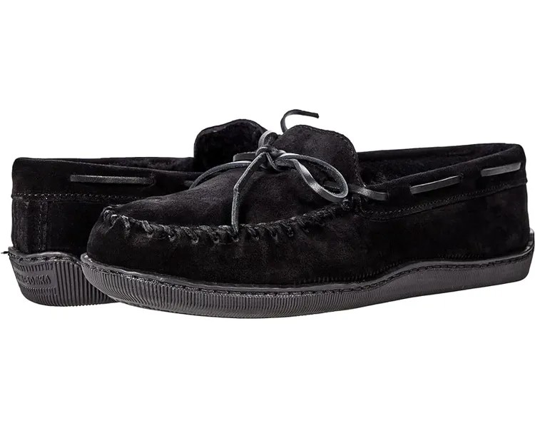 Тапочки Minnetonka Sheepskin Hardsole Moc, черный
