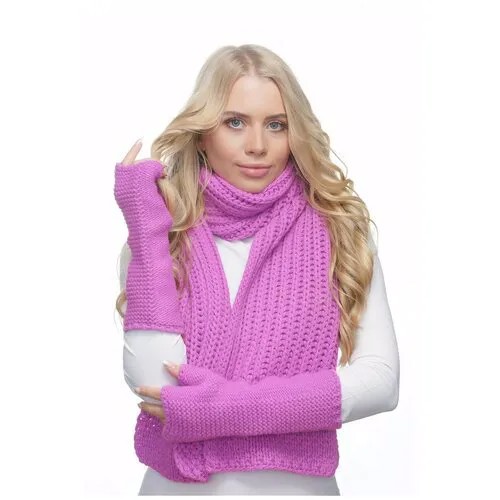 Шарф LAMBONIKA,180х23 см, one size, фиолетовый, фуксия