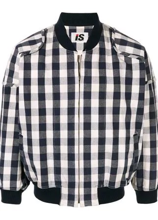 Issey Miyake Pre-Owned клетчатый бомбер Sports Line 1980-х годов с логотипом