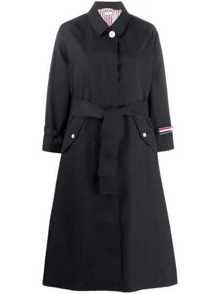 Thom Browne тренч средней длины с поясом, синий