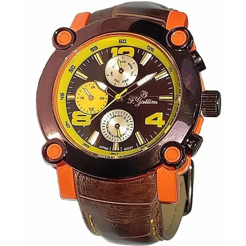 Наручные часы F.Gattien, коричневый, оранжевый