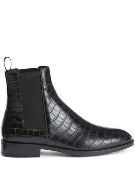 Giuseppe Zanotti ботинки Ryim с тиснением под кожу крокодила, черный