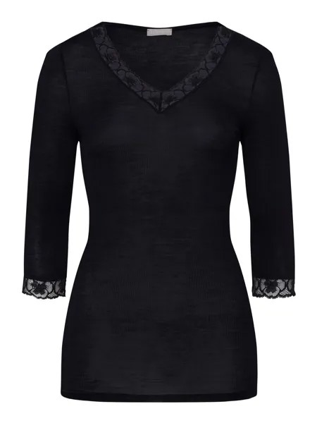Топ Hanro Longsleeve Woolen Lace, черный