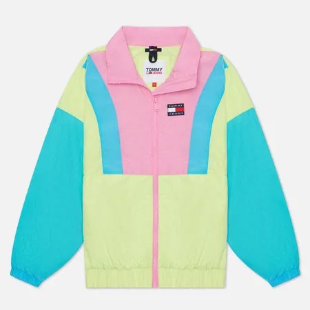 Женская куртка ветровка Tommy Jeans Colour-Blocked Tommy Badge Windbreaker, цвет зелёный, размер M