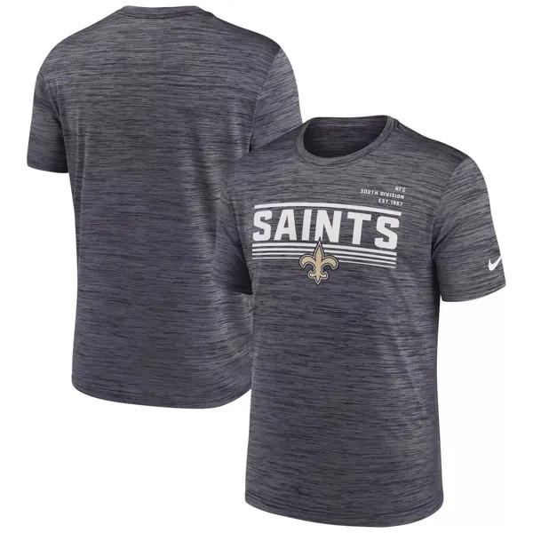 Мужская антрацитовая футболка New Orleans Saints Yardline Velocity Performance Nike