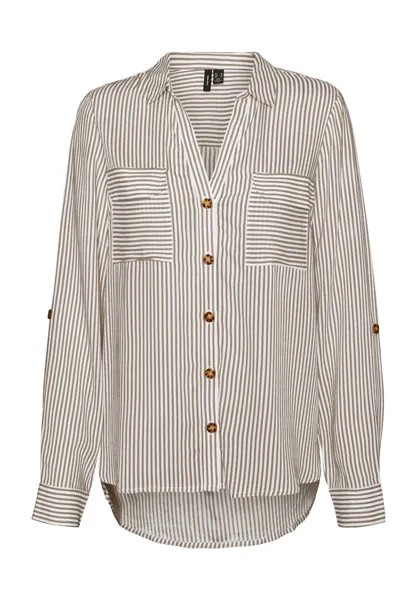 Блузка-рубашка с нагрудными карманами, в полоску, женская VERO MODA, цвет Silver
