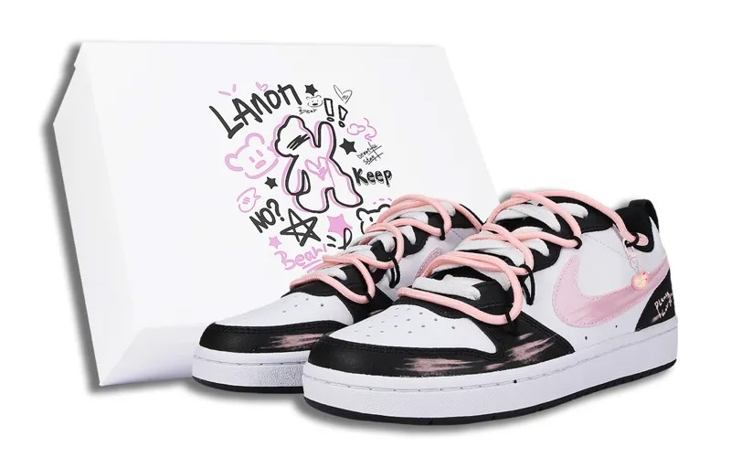 Кроссовки Nike Court Borough Skateboarding Shoes Women's Low-top Pink, белый