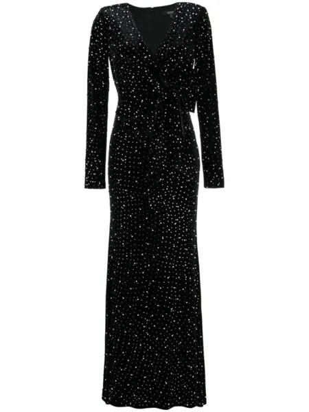 Badgley Mischka бархатное платье с жемчугом, черный