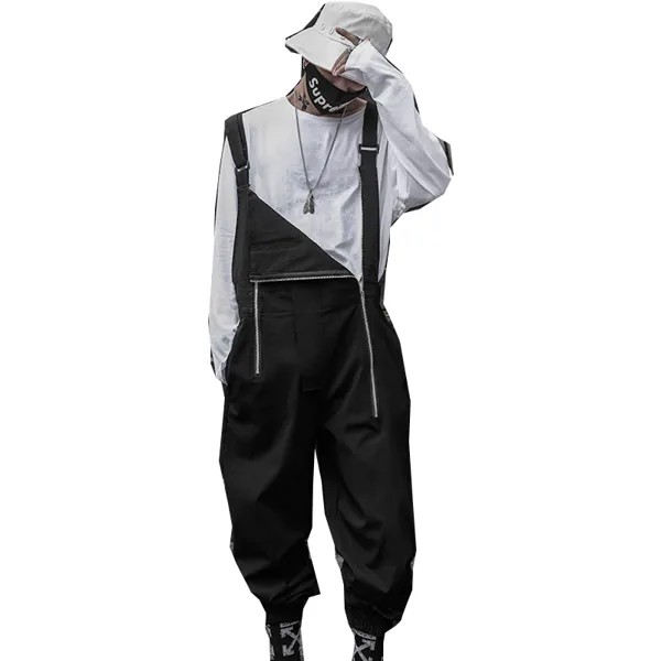 Комбинезон мужской на молнии в стиле хип-хоп, свободный японский тренд, подтяжки для инструментов, армейские штаны, костюм в Корейском стиле