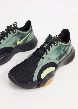 Кроссовки цвета хаки Nike Training SuperRep Go-Зеленый