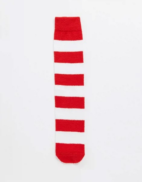 Плотные носки в красную и белую полоску ASOS DESIGN-Мульти