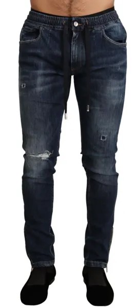 Джинсы DOLCE - GABBANA Темно-синие хлопковые эластичные рваные джинсы IT58/W38/XXL $1000