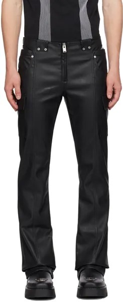 Черные брюки-карго из искусственной кожи с вырезом MISBHV