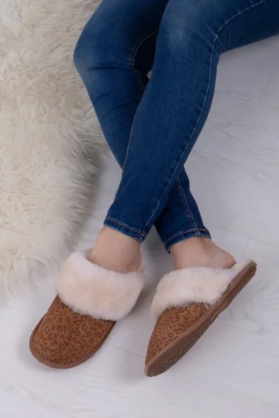 Женские тапочки Duchess из овчины Just Sheepskin, коричневый