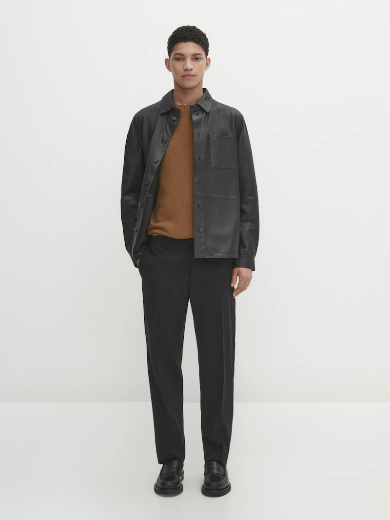 Трикотажная футболка из смесового хлопка с короткими рукавами Massimo Dutti, коричневый