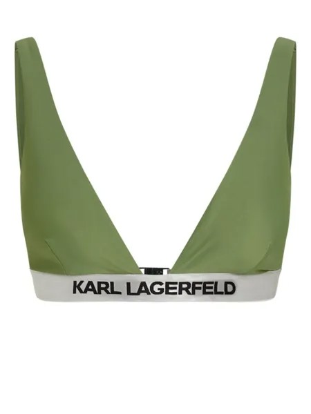Karl Lagerfeld топ бикини с треугольными чашками и логотипом, зеленый