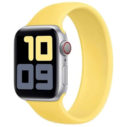 Ремешок для часов Apple Watch series 1-6, SE 42-44mm и series 7 45mm Монобраслет / Сменный браслет (Solo Loop) без застежки для умных смарт часов Эпл Вотч серии 1-6, Эпл Вотч СЕ 42-44мм и серия 7 45мм / Силиконовый ремешок для часов, размер M (Yellow)