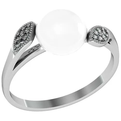 Кольцо с жемчугом и фианитами из серебра 271851-FA11ZM07 16.5