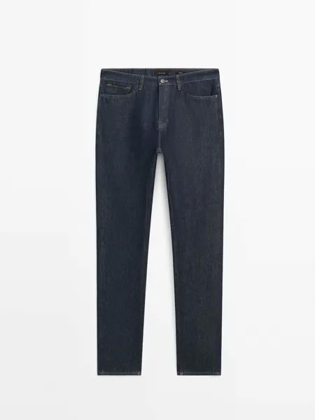 Джинсы Massimo Dutti Straight-Leg Rinse Wash, темно-синий