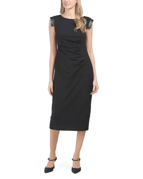 Платье миди Elle со складками по бокам Anne Klein, черный
