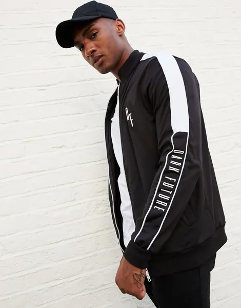 Трикотажная олимпийка от комплекта с отделкой кантом ASOS DESIGN x Dark Future-Черный