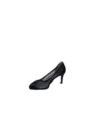 ADRIANNA PAPELL Женские черные сетчатые туфли-лодочки Jamie Peep Toe Kitten Heel Slip On Pumps 6 M