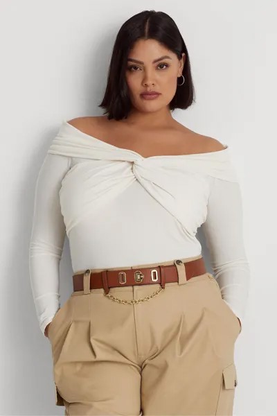 Ralph Lauren Лорен блузка из джерси с открытыми плечами Lauren Ralph Lauren, бежевый