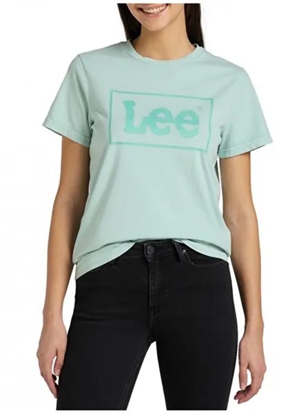 Зеленая женская футболка узкого кроя с круглым вырезом Lee