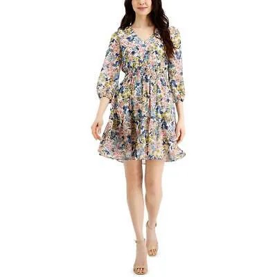 Женское присборенное шифоновое мини-платье Taylor с цветочным принтом BHFO 3786