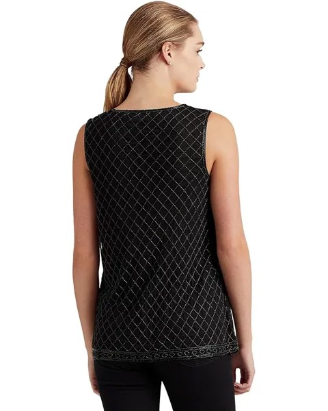 Блуза LAUREN Ralph Lauren Beaded Tulle Sleeveless Blouse, цвет Polo Black