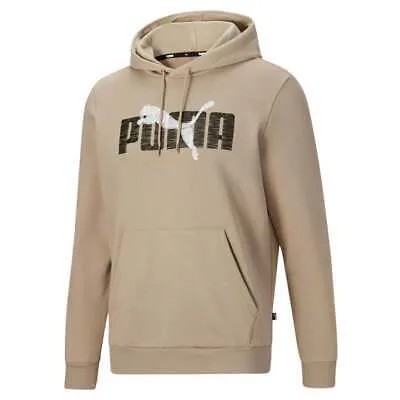 Пуловер с капюшоном с многослойным графическим принтом Puma Big Tall Mens Green Casual Outerwear 848018