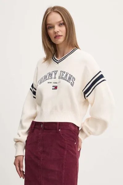 Хлопковый свитер Tommy Jeans, бежевый