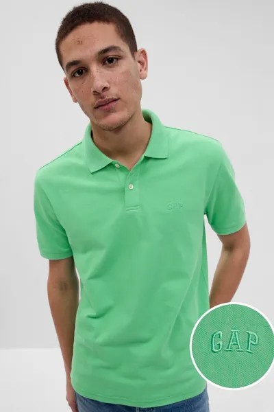 Рубашка-поло из пике Gap, зеленый