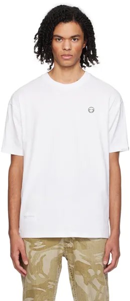 Белая футболка с нашивками Aape By A Bathing Ape