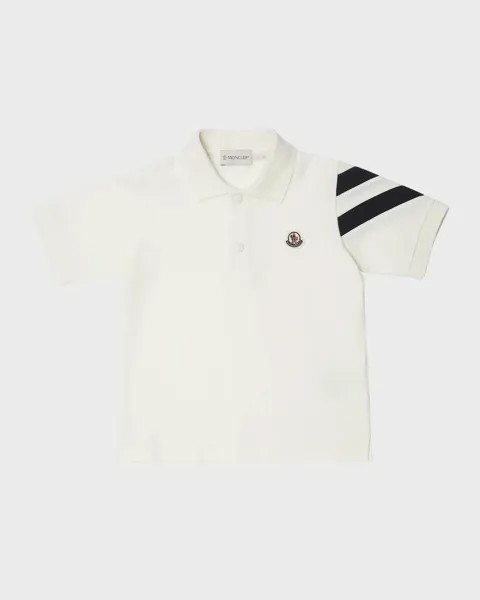 Рубашка-поло для мальчика с шевроном Moncler, цвет White