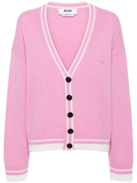 MSGM кардиган с вышитым логотипом, розовый