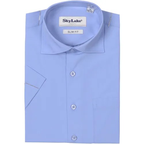 Школьная рубашка Sky Lake, на пуговицах, короткий рукав, размер 32/134, голубой