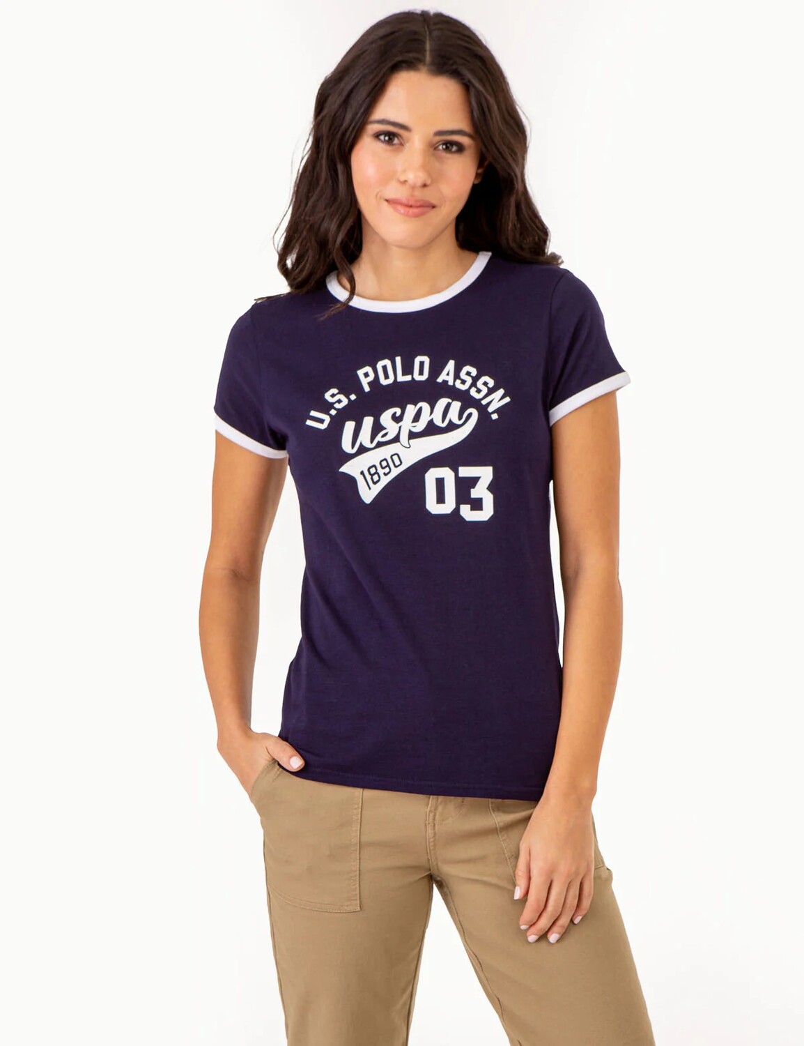 Футболка U.S. Polo Assn. Varsity Print Ringer, темно-синий