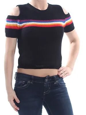 VOLCOM Женский черный свитер с открытыми плечами и короткими рукавами с круглым вырезом для юниоров L